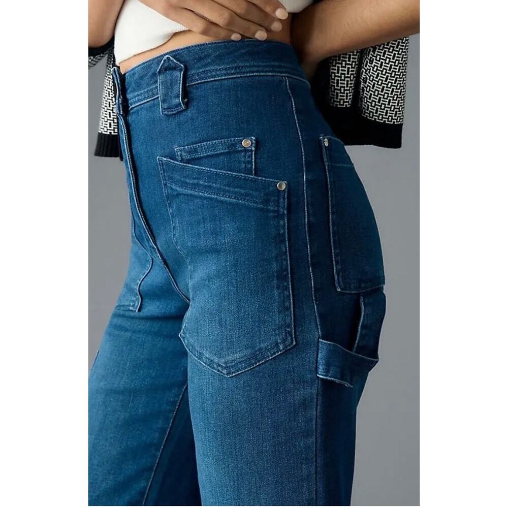 Anthropologie Maeve Carpenter High-Rise Crop Jeans Denim Dark Size 25 - Picture 3 of 11